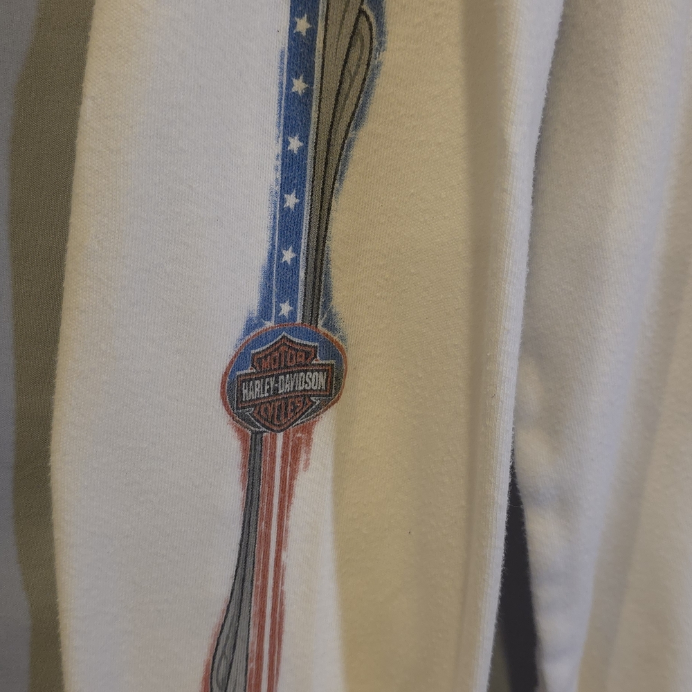Harley-Davidson Women's White Long Sleeve Tee with Red and Blue Accents - Picture 4 of 4